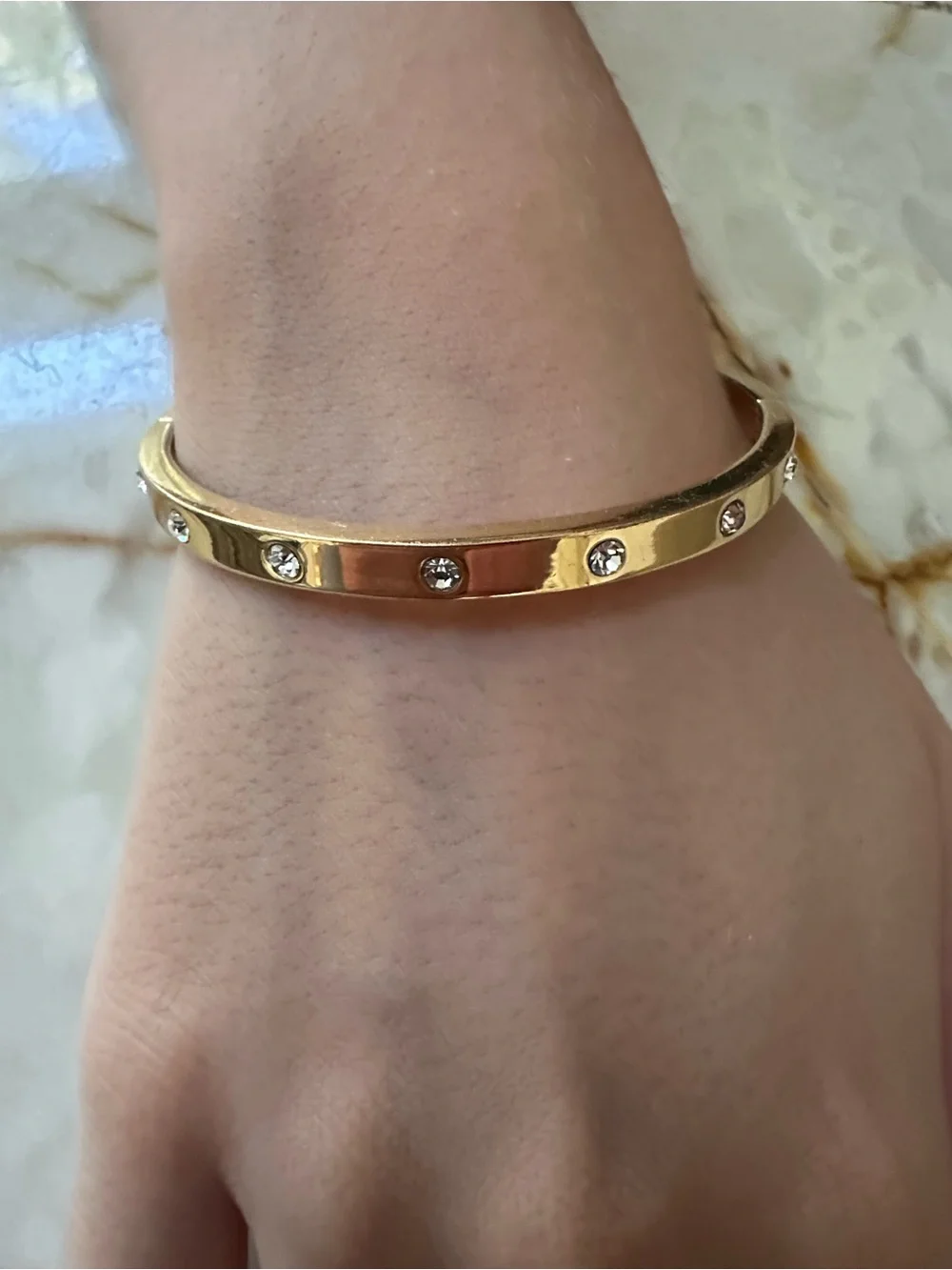 kate spade Gold Crystal-Studded Bangle Bracelet - Picture 2 of 9